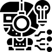 A robot with a light bulb and a light bulb vector