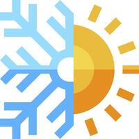 The sun and snowflake are shown in the same color vector