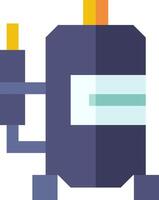 A flat icon of a robot with a yellow and blue light vector
