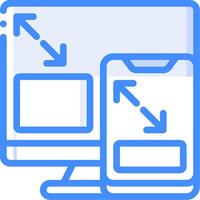A computer screen with a phone and a tablet vector