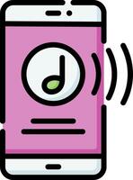 A pink phone with a music icon on it vector