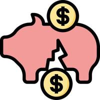 A piggy bank with dollar coins and a dollar sign vector