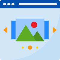A blue and white image of a mountain and a sun vector