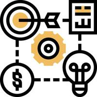 A business icon with a target, money, and a clock vector