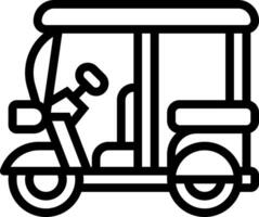 A tuk tuk is shown in a line drawing vector