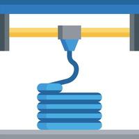 A 3d printer is being used to make a stack of blue and yellow bricks vector