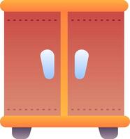 A red cabinet with two doors on it vector