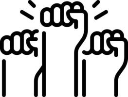 A black and white illustration of two hands holding up their fists vector