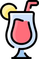 A drink with a straw and lemon slice vector