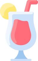 A drink with a straw and a lemon slice vector