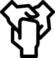 A black and white icon of two hands holding each other vector
