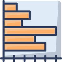 A bar chart with a line going up and down vector