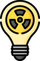 An illustration of a light bulb with a radioactive symbol vector