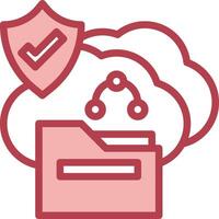 A cloud with a folder and a shield vector