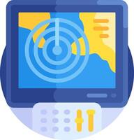 A computer monitor with a map on it vector