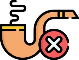 A pipe with a red cross on it and a no smoking sign vector