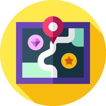 A map with a pin pointing to a location vector