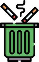 A trash can with cigarettes and a cigarette lighter vector