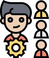 People icon with a man holding a gear vector