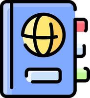 A globe icon on a blue notebook vector