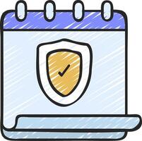 A calendar with a shield icon vector