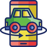 Car icon on a smartphone with a car on top vector
