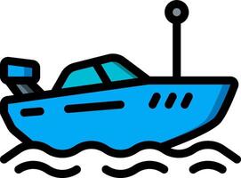 A blue boat floating in the ocean vector