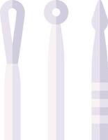 Three different types of knitting needles on a white background vector