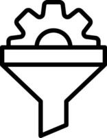 A funnel icon with a gear in the middle vector