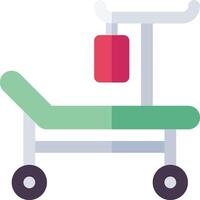 A hospital bed with a red bag on it vector