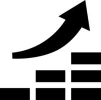 A black and white image of a bar chart with an arrow going up vector