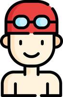 A cartoon swimmer with goggles and a red cap vector