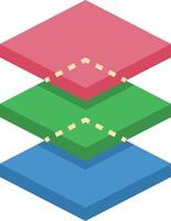 A three dimensional illustration of a square with two different colors vector