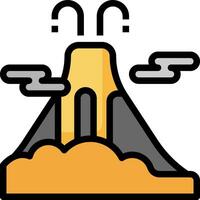 A volcano icon with clouds and smoke coming out of it vector