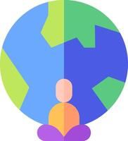 A person sitting in a lotus position with the earth in the background vector