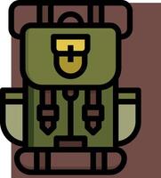A backpack icon with a green and brown color scheme vector