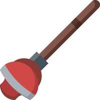 A red and white wooden tool with a handle vector