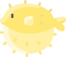 A yellow puffer fish with a white background vector