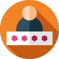 A flat icon of a person with five stars vector
