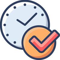 A clock and tick mark icon on a white background vector