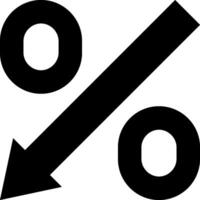 Percentage symbol with an arrow pointing down vector