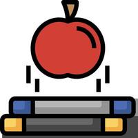 An apple is sitting on top of a stack of books vector
