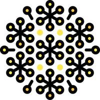 A black and yellow snowflake pattern on a white background vector