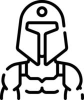 A black and white outline of a man in a helmet vector