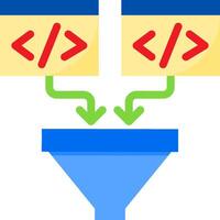 A funnel with a red arrow pointing to the left and a blue arrow pointing to the right vector