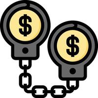 Two handcuffs with dollar signs on them vector