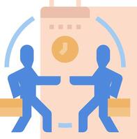 Two people shaking hands with a clock in the background vector