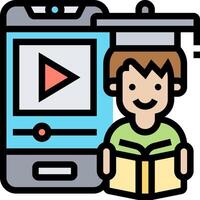 A man is reading a book and holding a tablet vector
