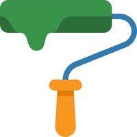 A paint roller with a green handle and blue handle vector