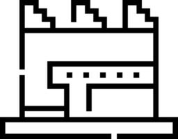 A factory icon with a line drawing of a building vector